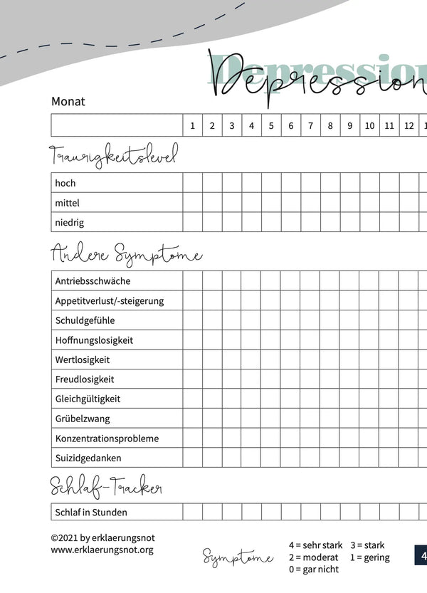 Schreibblock Depression-Tracker