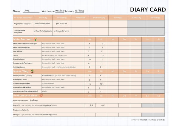 Simple Diary Card.pdf Diary Card zum kostenlosen Download