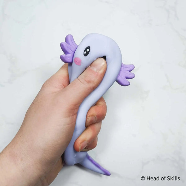 Die glatte, leicht zu reinigende und zu desinfizierende Oberfläche des Axolotl Fidget Toys.